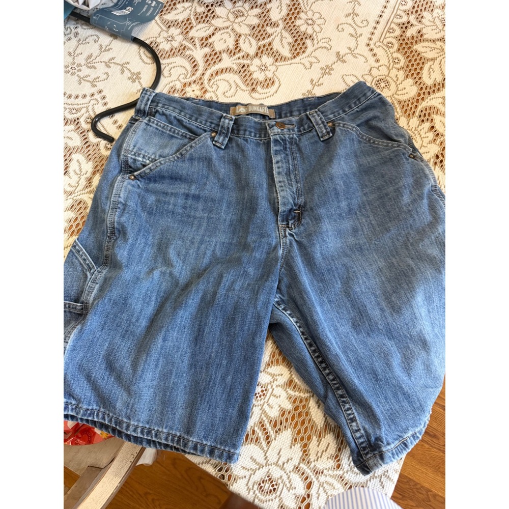 Lee Dungarees Mens Carpenter Denim Shorts Blue 100% Cotton Size 36 2198106